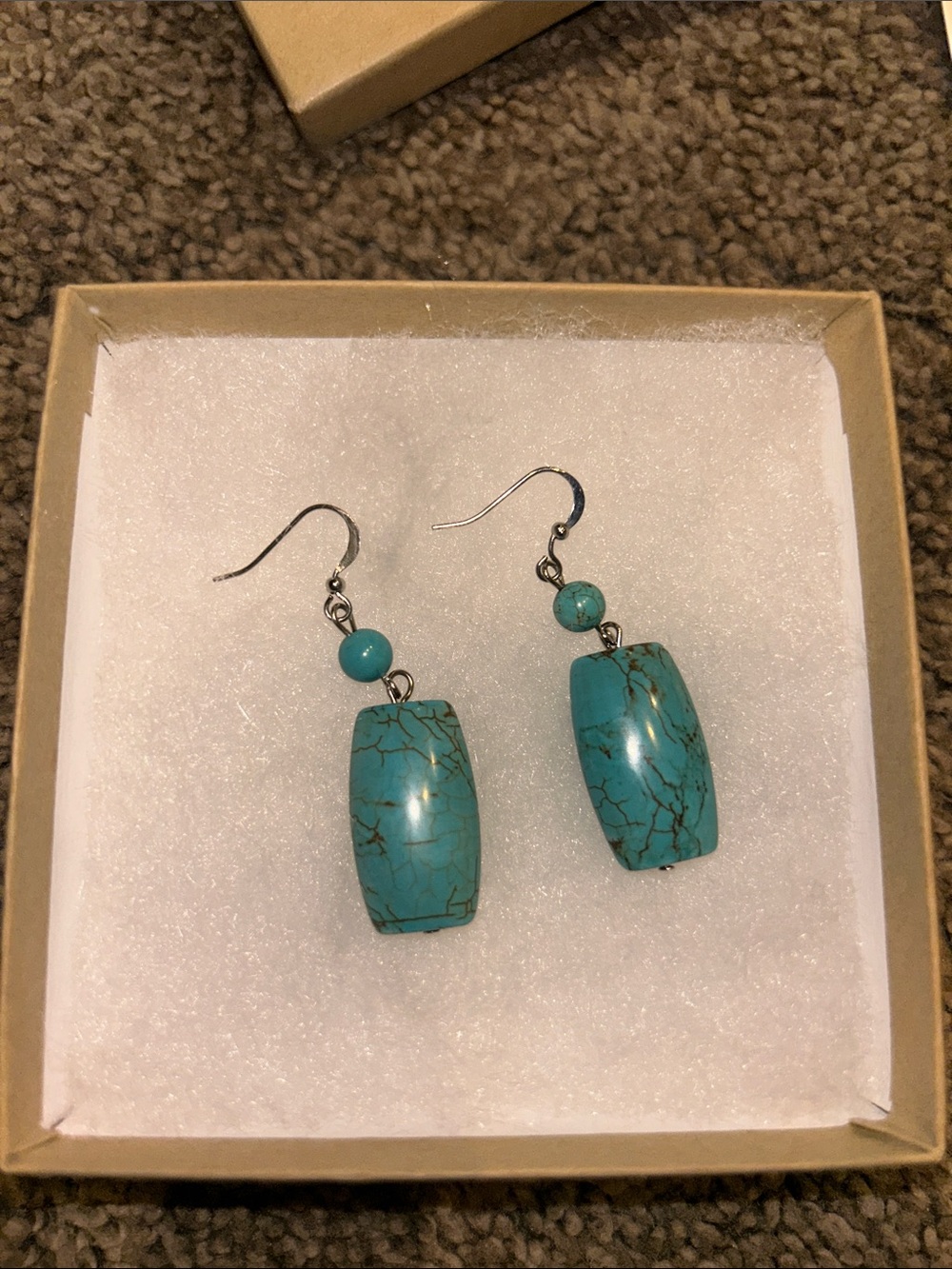 Turquoise Drop Dangle Earrings - Blue Stone Women’s Jewelry